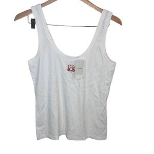 New Abercrombie & Fitch White Scoop Neck Crab Tank Top Women Size XL